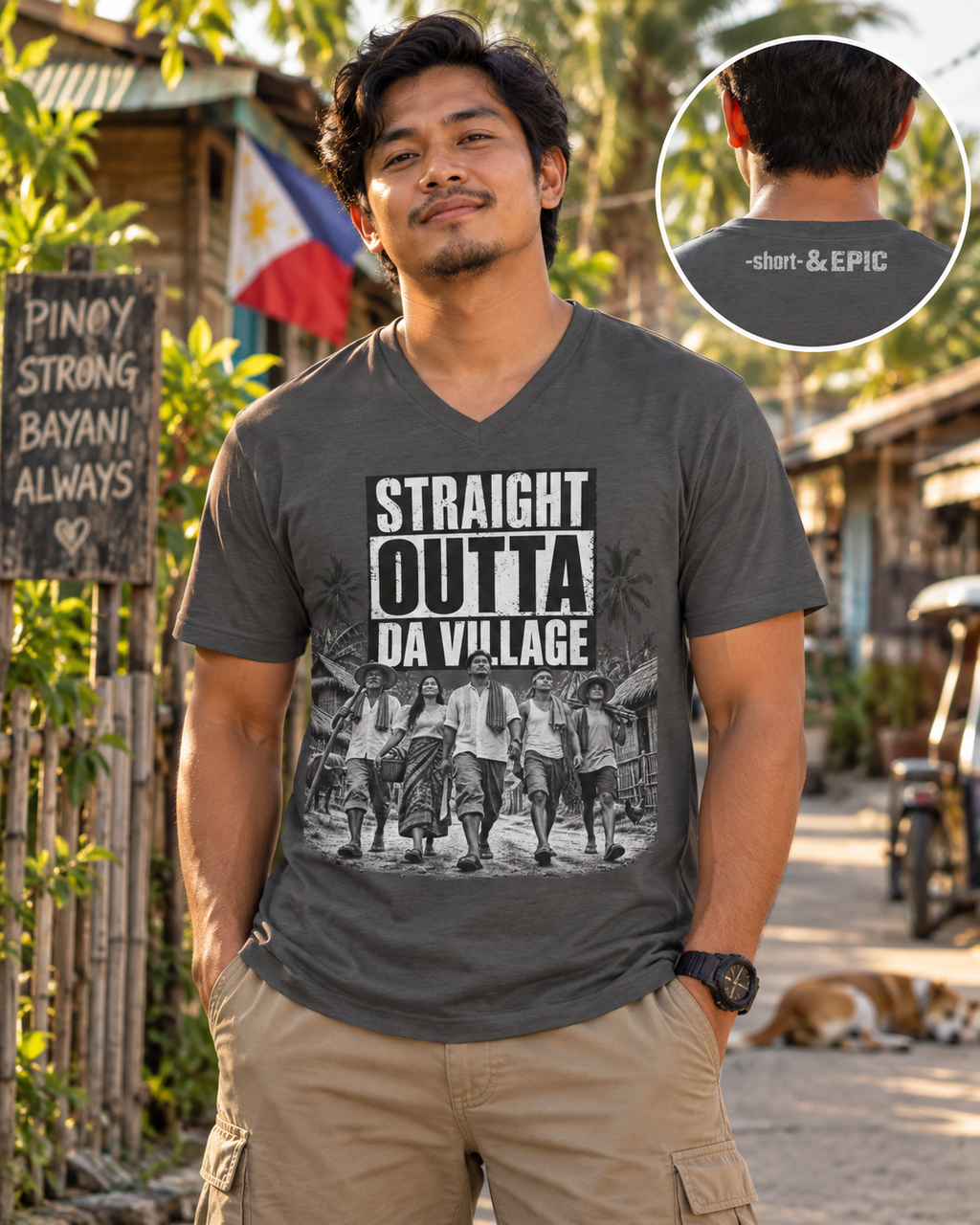 Straight Outta Da Village – Filipino Village V-Neck Tee