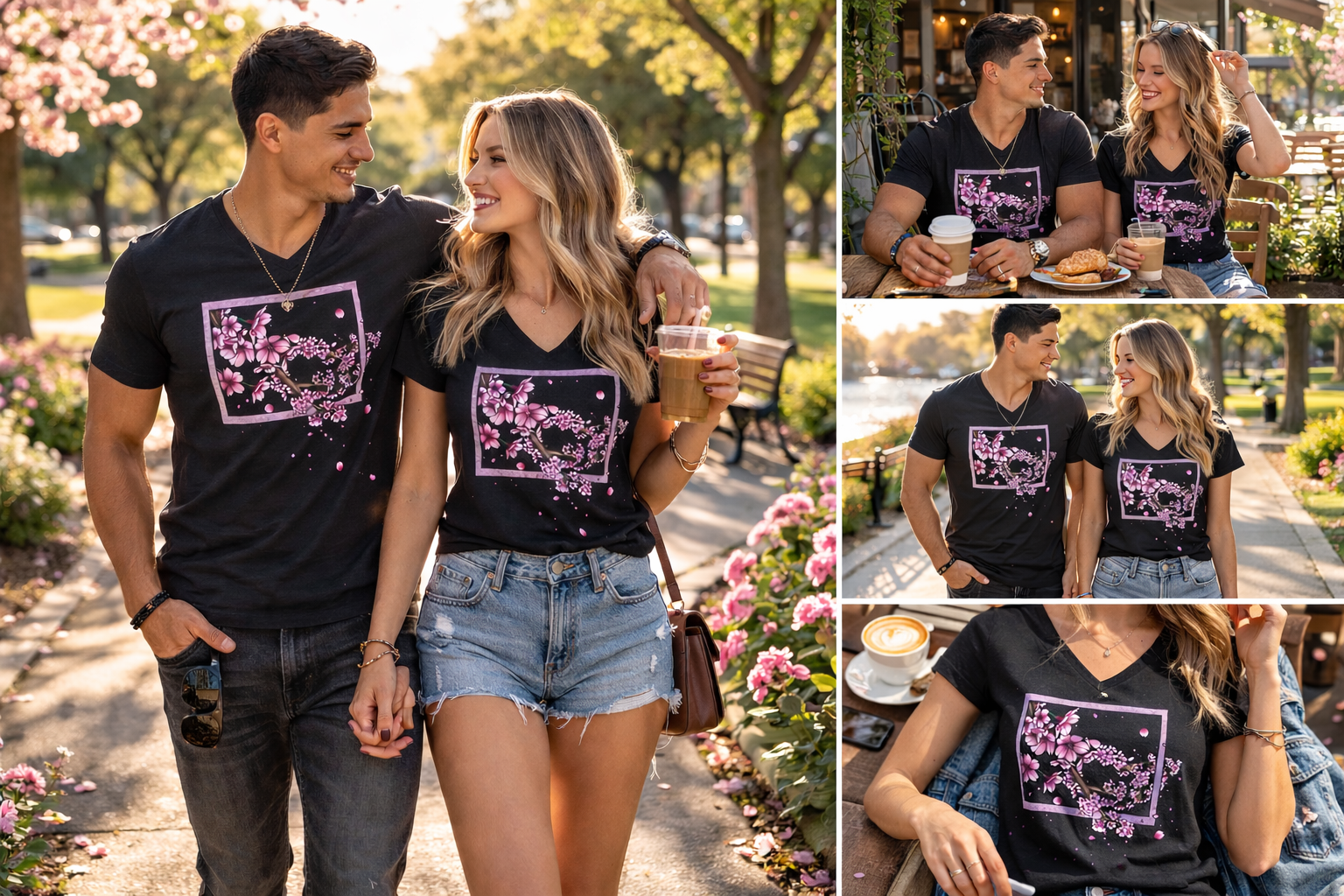 Framed in Bloom – Cherry Blossom V-Neck