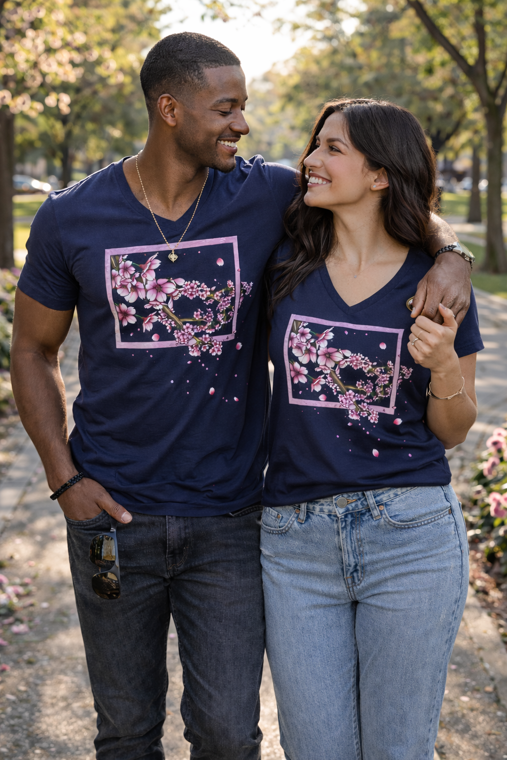 Framed in Bloom – Cherry Blossom V-Neck