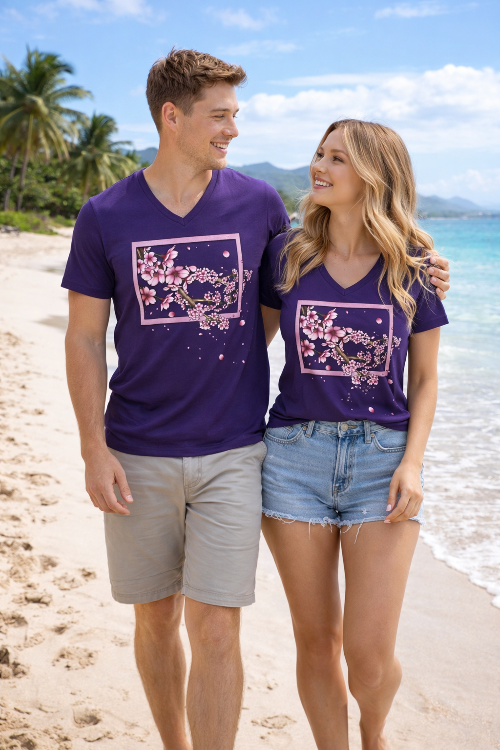 Framed in Bloom – Cherry Blossom V-Neck