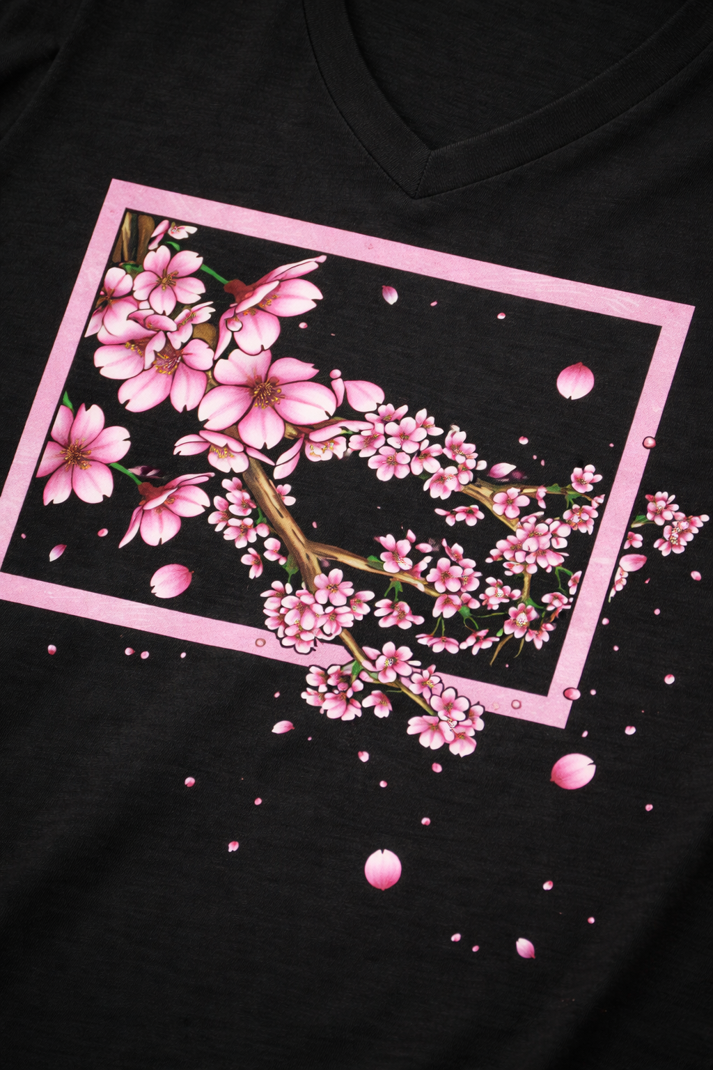 Framed in Bloom – Cherry Blossom V-Neck