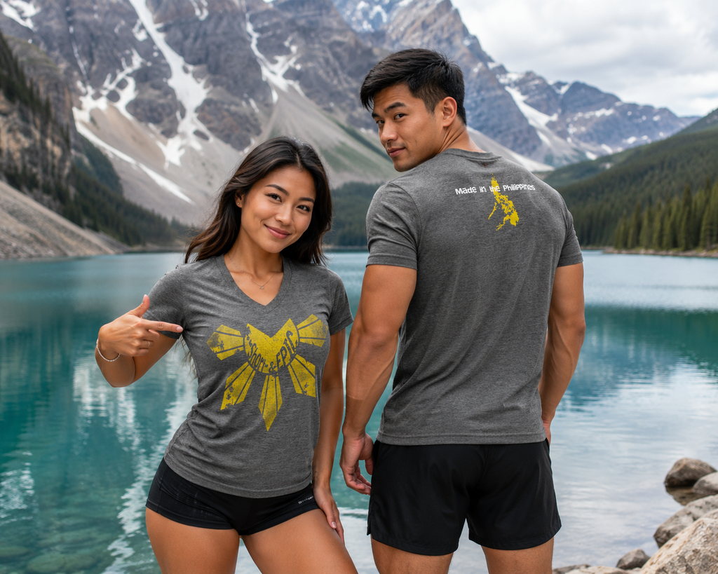 Made in the Philippines | Distressed Sun of Freedom Premium V-Neck Tee