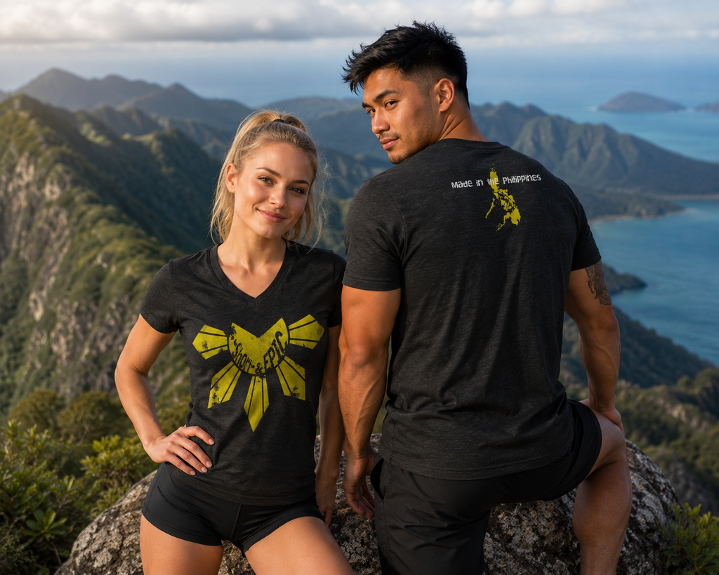 Made in the Philippines | Distressed Sun of Freedom Premium V-Neck Tee