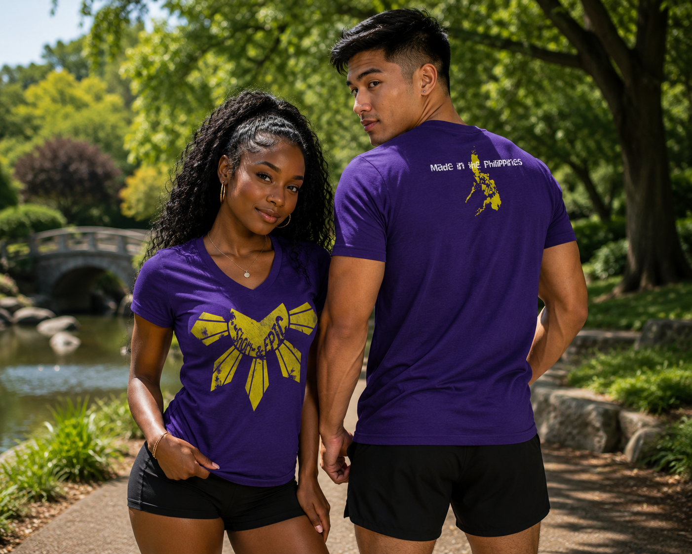 Made in the Philippines | Distressed Sun of Freedom Premium V-Neck Tee
