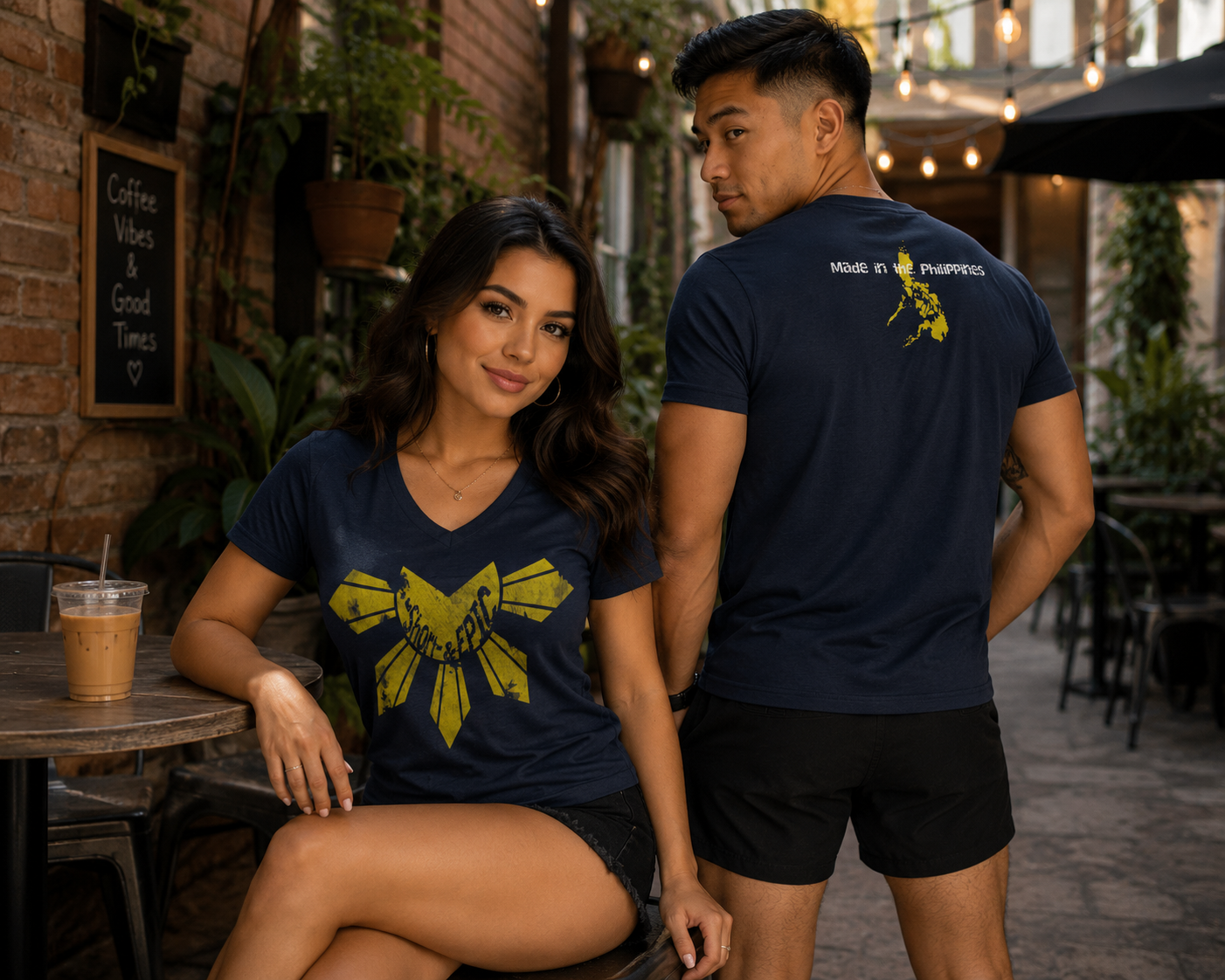 Made in the Philippines | Distressed Sun of Freedom Premium V-Neck Tee