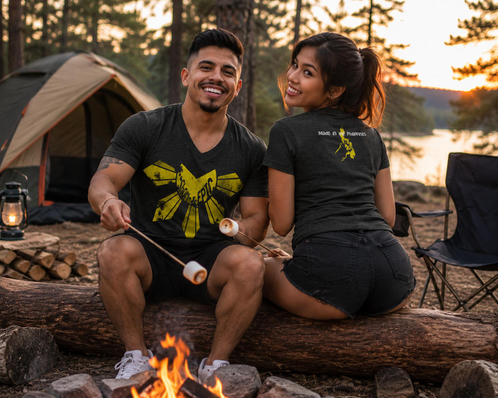 Made in the Philippines | Distressed Sun of Freedom Premium V-Neck Tee