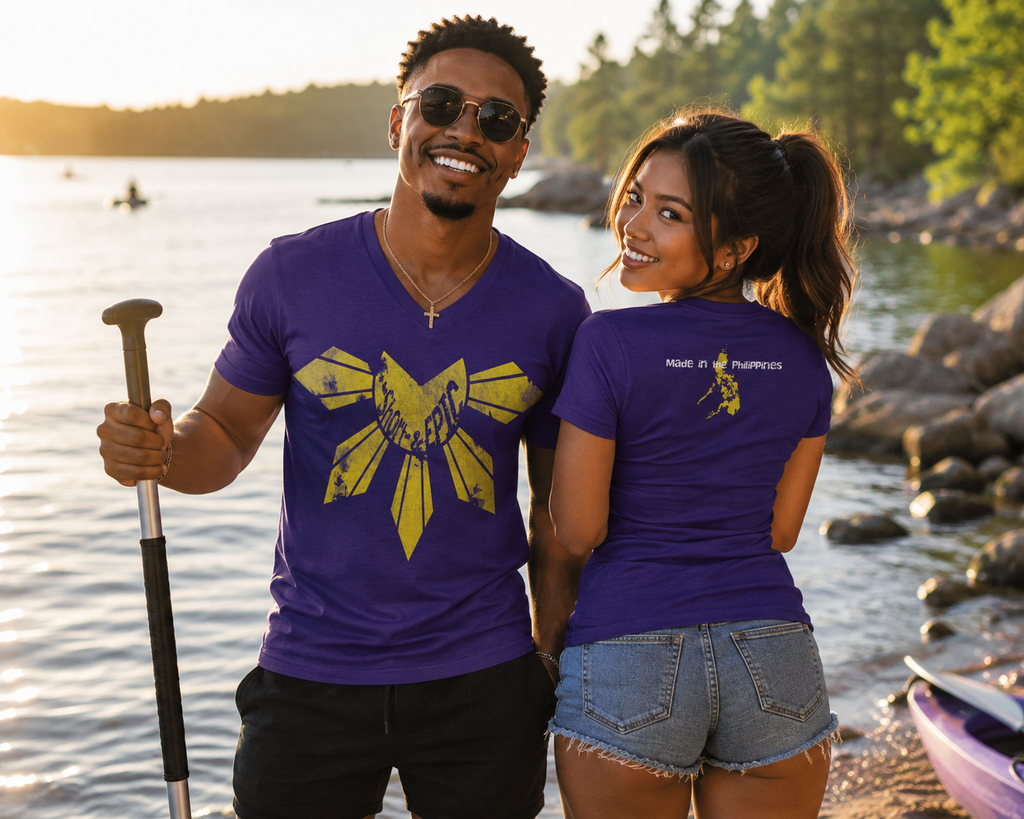 Made in the Philippines | Distressed Sun of Freedom Premium V-Neck Tee