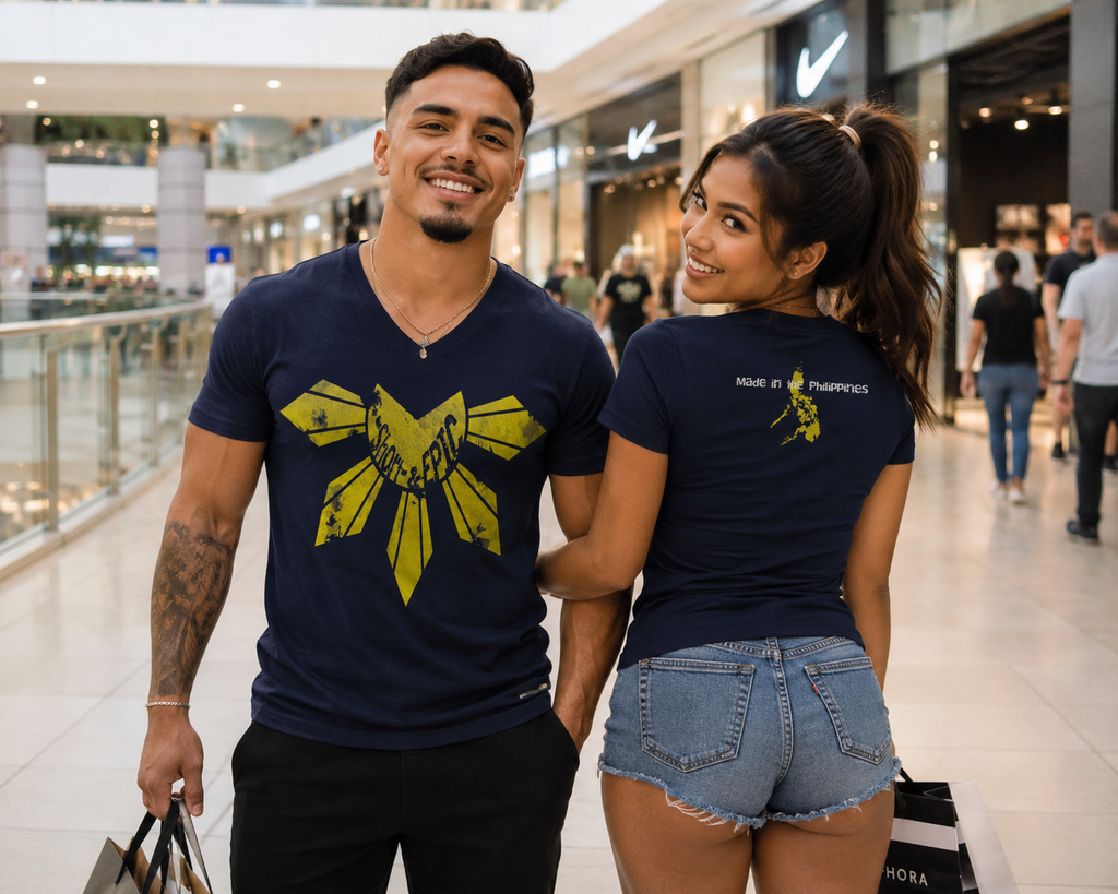 Made in the Philippines | Distressed Sun of Freedom Premium V-Neck Tee
