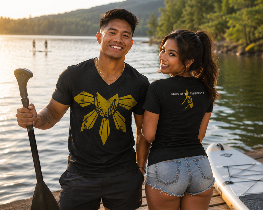 Made in the Philippines | Distressed Sun of Freedom Premium V-Neck Tee