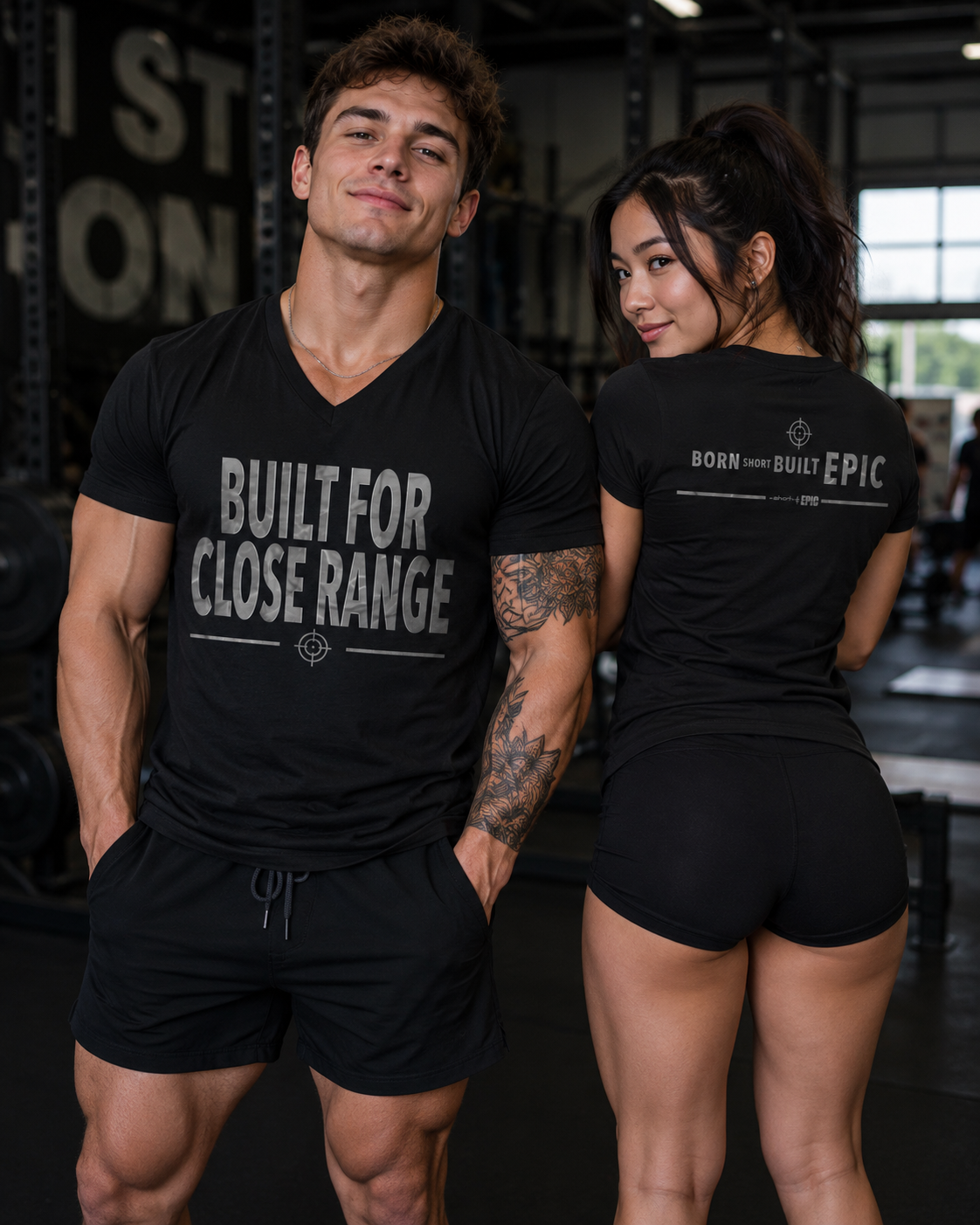 Built For Close Range | Born Short. Built EPIC. Men's V-Neck T-Shirt