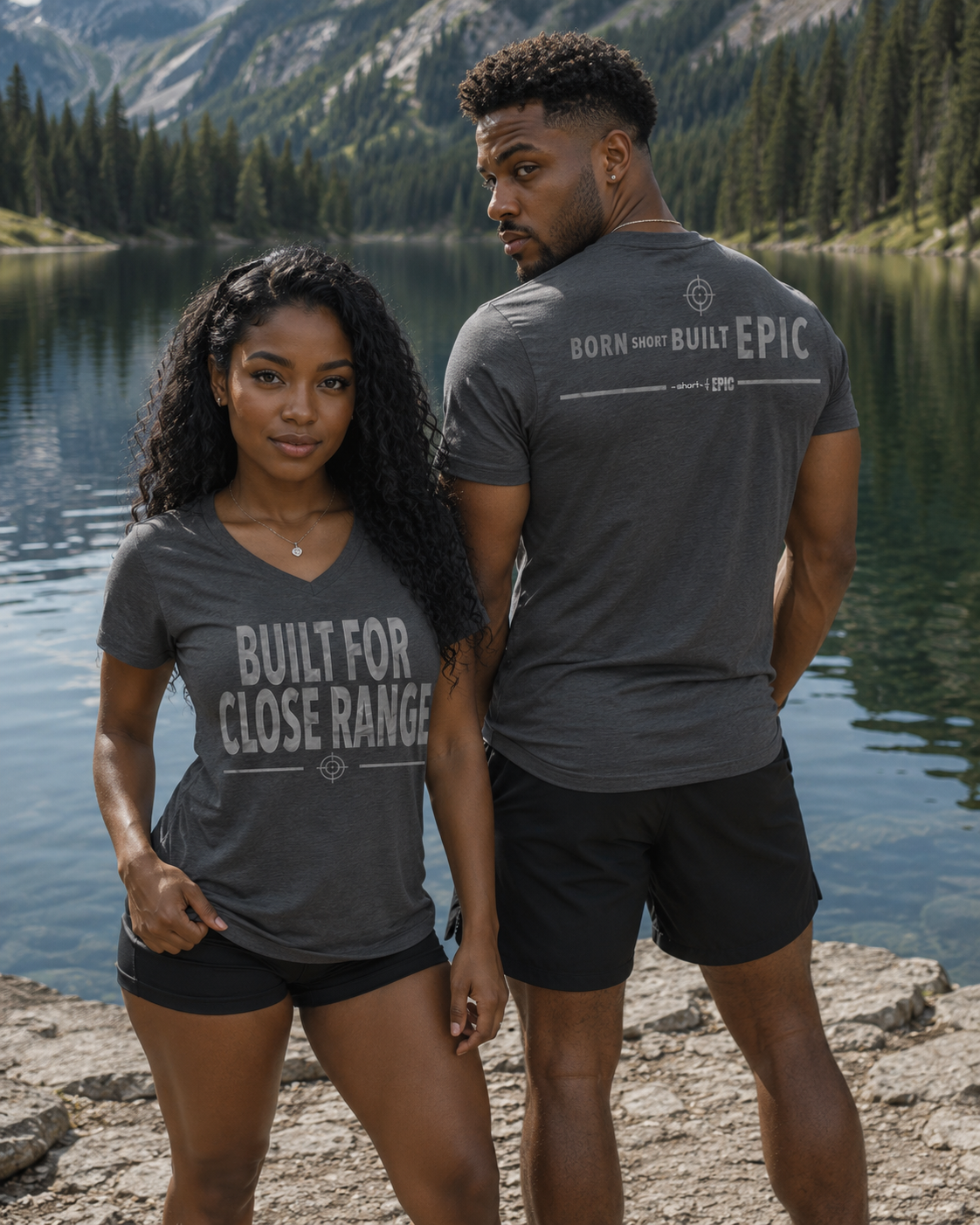 Built For Close Range | Born Short. Built EPIC. Men's V-Neck T-Shirt