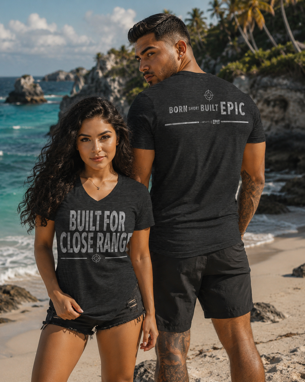 Built For Close Range | Born Short. Built EPIC. Men's V-Neck T-Shirt