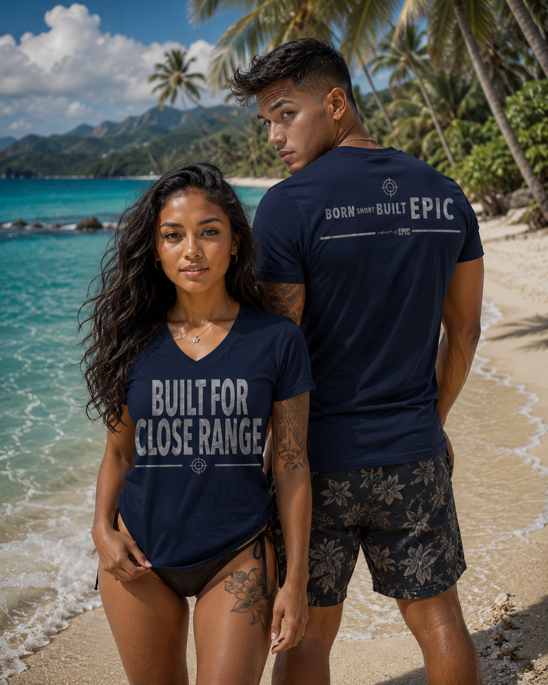 Built For Close Range | Born Short. Built EPIC. Men's V-Neck T-Shirt