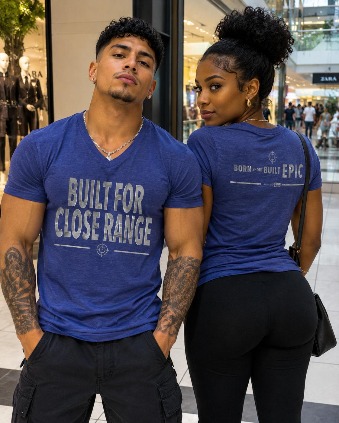 Built For Close Range | Born Short. Built EPIC. Men's V-Neck T-Shirt