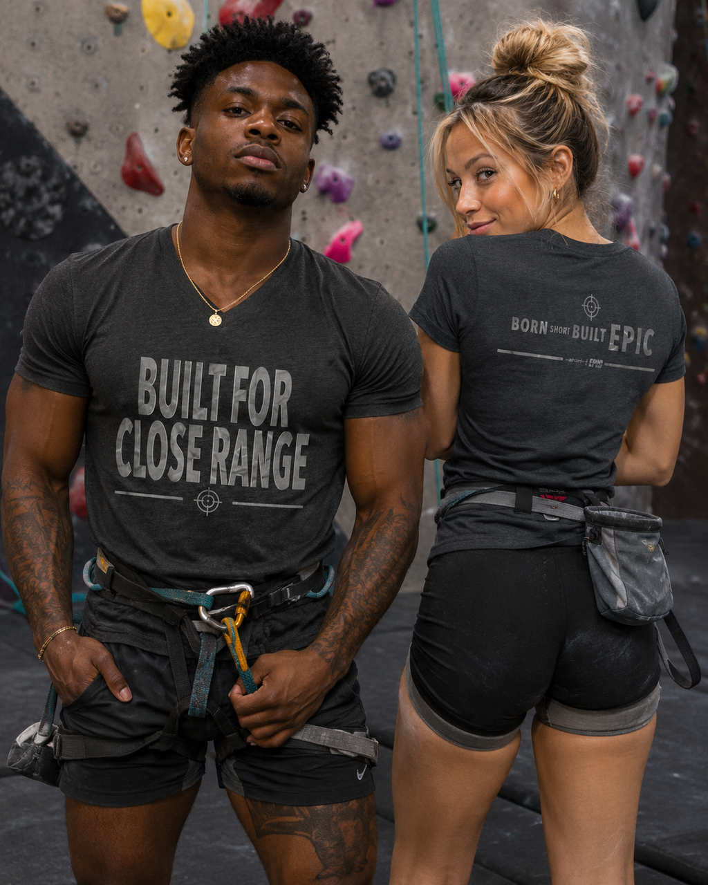 Built For Close Range | Born Short. Built EPIC. Men's V-Neck T-Shirt