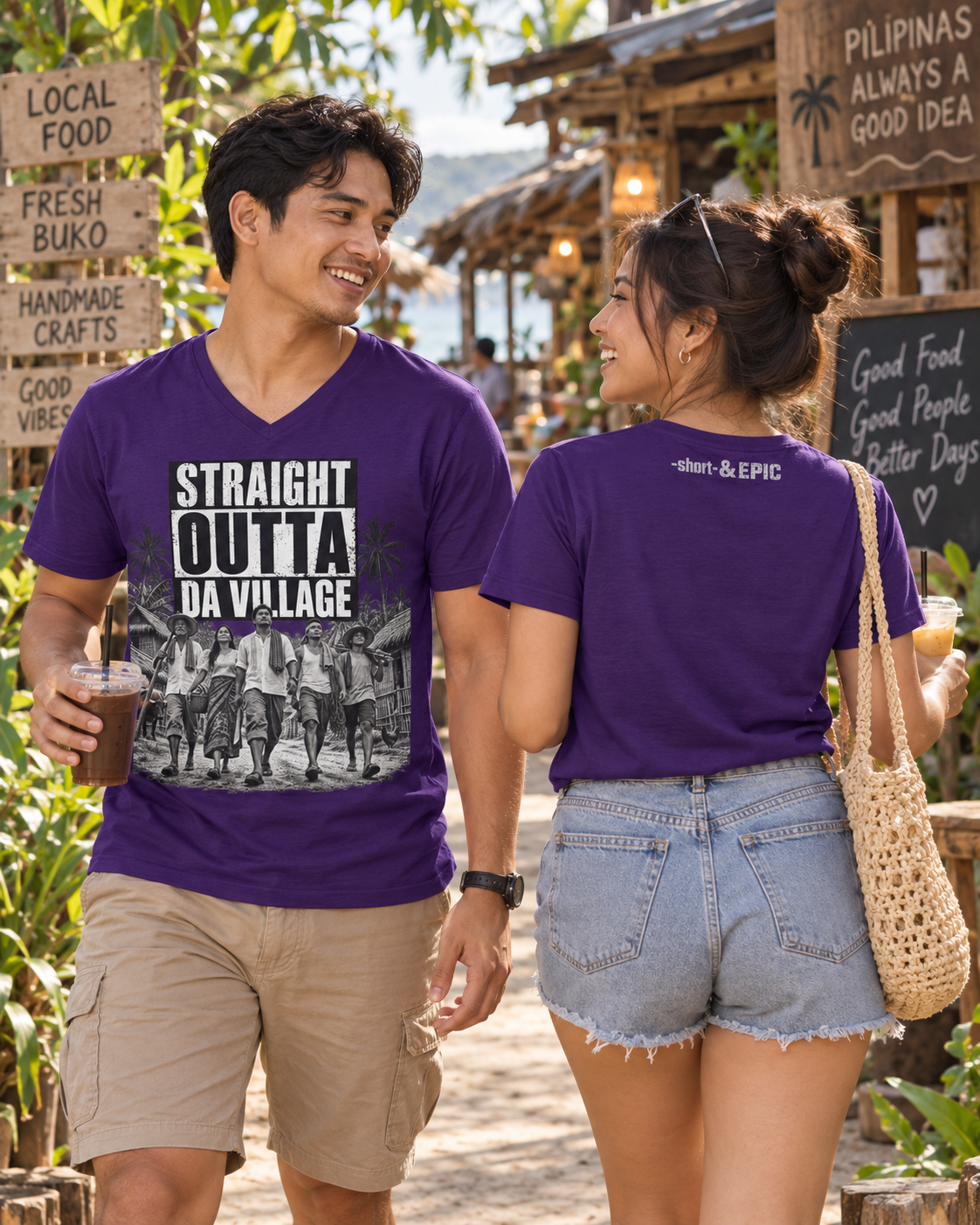 Straight Outta Da Village – Filipino Village V-Neck Tee