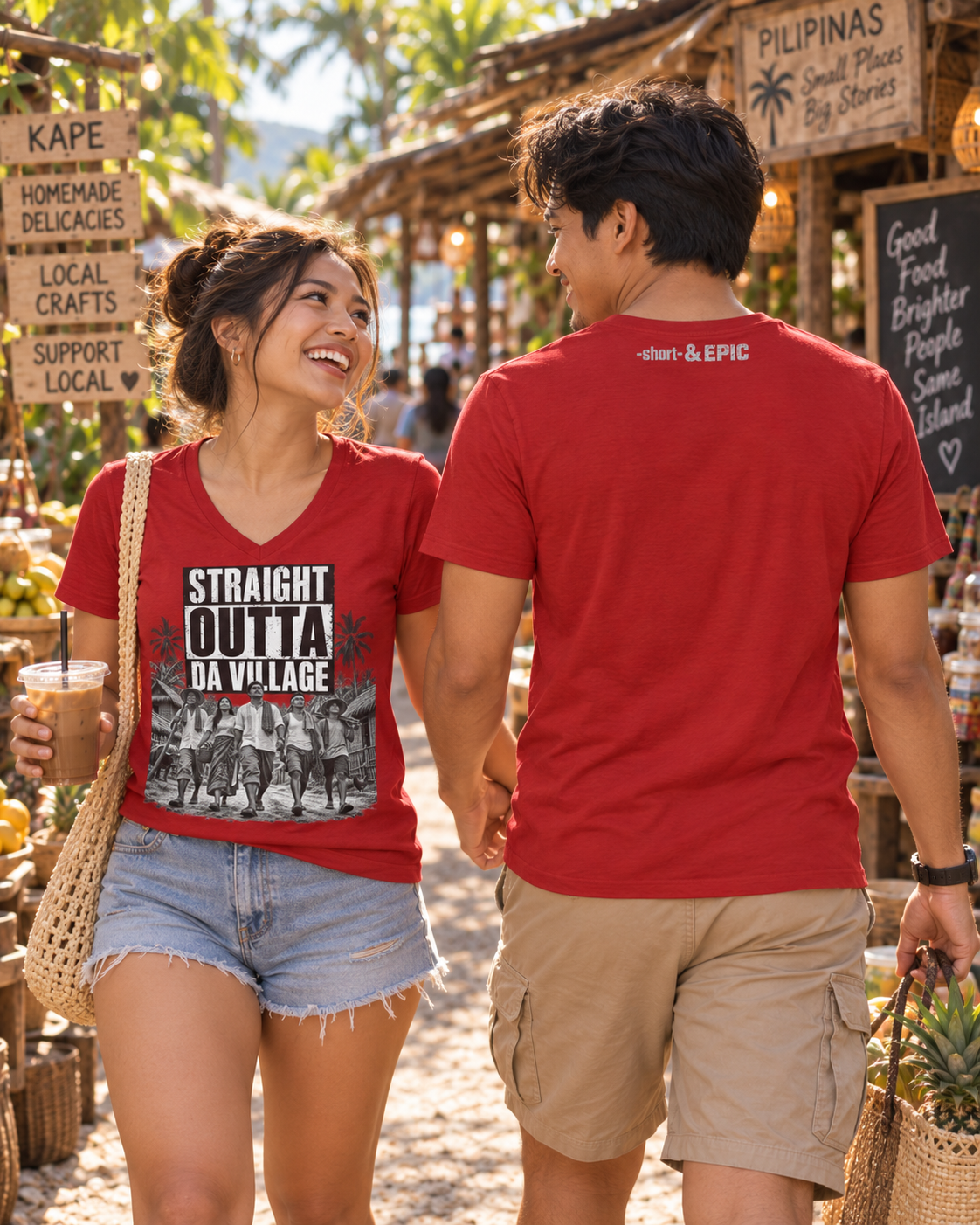 Straight Outta Da Village – Filipino Village V-Neck Tee