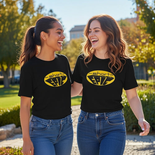 -short- and EPIC logo in yellow tee