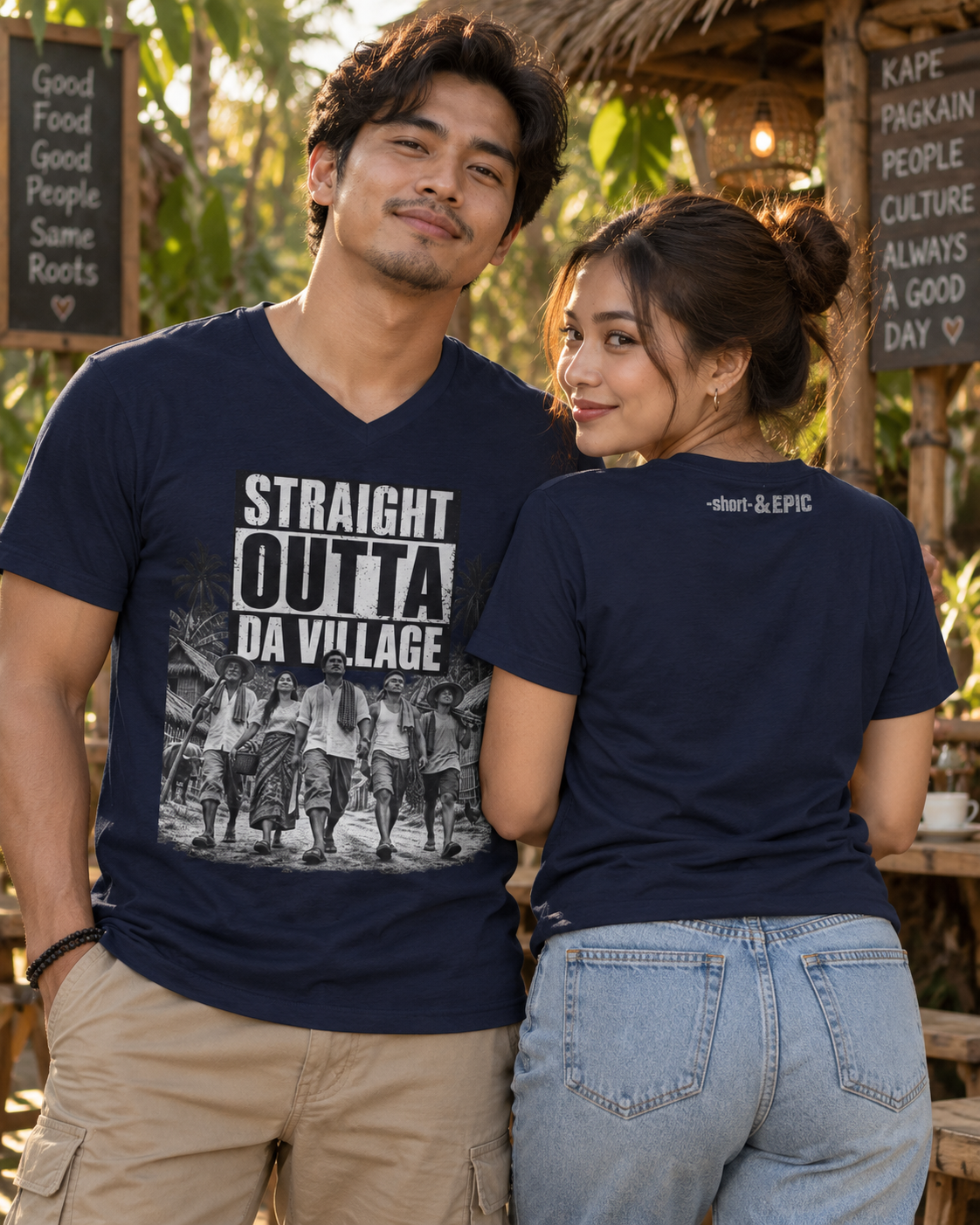 Straight Outta Da Village – Filipino Village V-Neck Tee