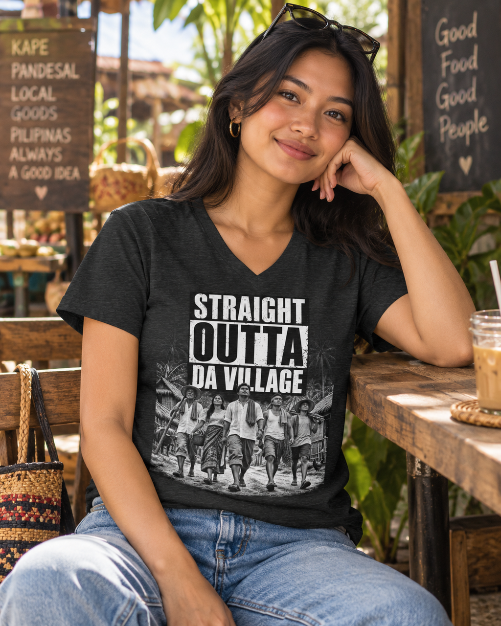 Straight Outta Da Village – Filipino Village V-Neck Tee